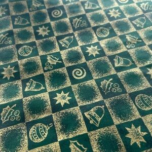 Festive Green and Gold Checkered Fabric for Christmas crafts- over 1.6 yds